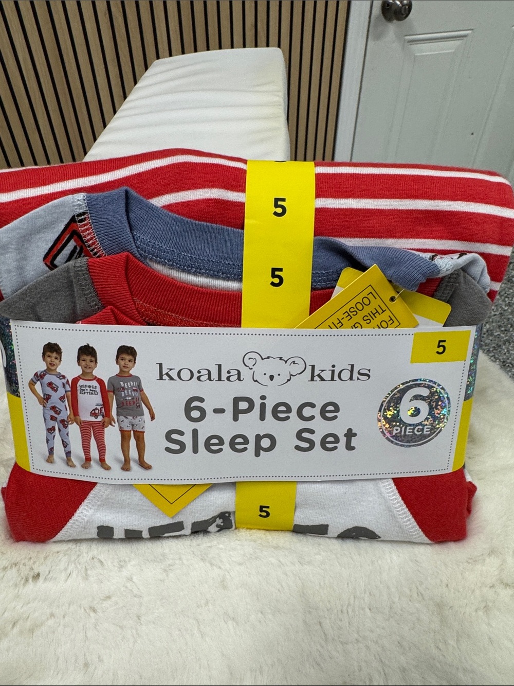 Koala Kids Red, Gray & White 6-Piece Sleep Set